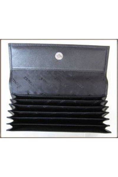 Zenga Leather Check Document and Money Wallet 525-1 Black
