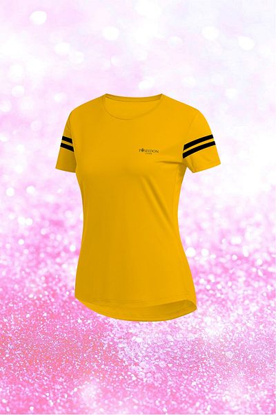 POSEIDON STORM Tricou cu mânecă scurtă, cu gât rotund, din țesătură galbenă Dri-fit, pentru femei de mărime mare, 4xl-10xl