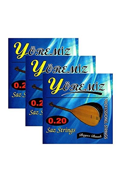 YÖREMİZ 3 Paket Uzun Sap Sazlar Için Paslanmaz Çelik(0.20) Saz Teli-mızrap He...