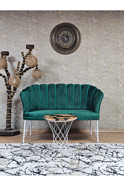 ZAFİR İkili Beyaz Boyalı Tel Ayak Papatya Çay Seti Koltuk Takımı , Balkon, Salon, Ofis, Cafe Koltuk Takımı