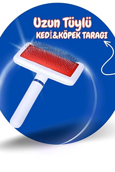 ALÇİN Kedi Köpek Tüy Tarama Kaşıma Fırçası Tarağı Telli Fırça Ped Pire Fırças...