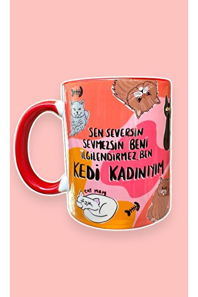 City Glow Kedi Kadınıyım Cat Mom Hediyelik Kupa Bardak