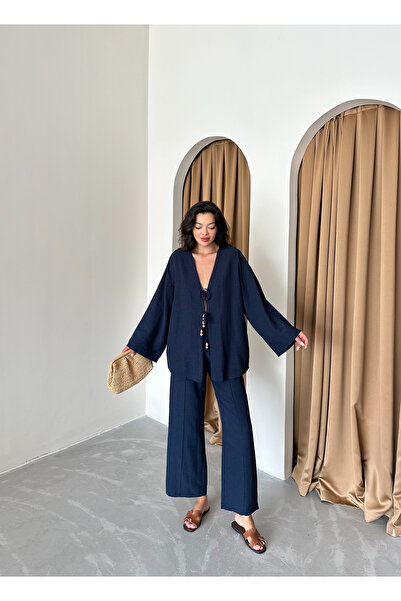 Laluvia Len kimonó készlet - sötétkék gyöngyökkel