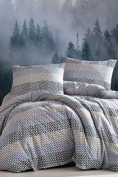 Marie Claire Double Duvet Cover Set Stavanger 100% Cotton Gray
