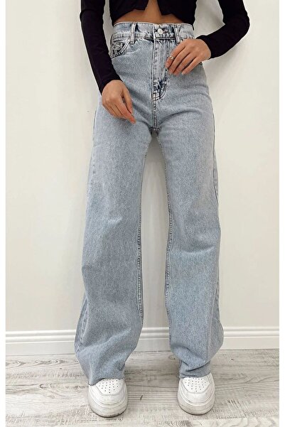 LAMİRAMOOD High Waist Lycra Wide Leg Snow Palazzo Jeans