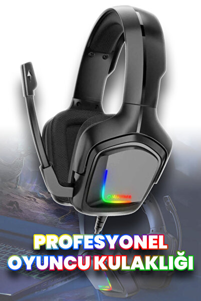 Aksesuarcı Profesyonel Oyuncu Kulaklığı RGB Gaming Headphone 3.5mm, Gamer Işı...