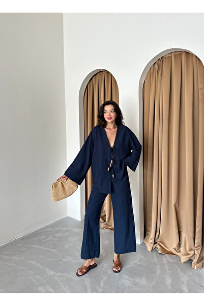 Laluvia Len kimonó készlet - sötétkék gyöngyökkel