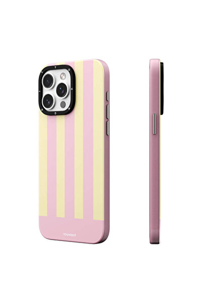 Youngkit iPhone 15 Pro Uyumlu Kılıf Magsafe Şarj Özellikli Youngkit Striped P...