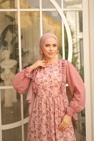Nissra Garni Chiffon Dress - Ruffle Detailed