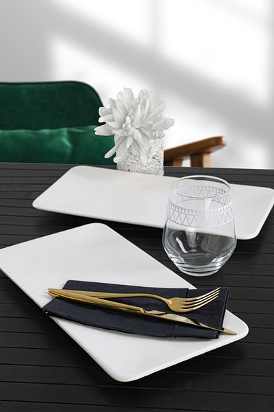 Keramika Matte White Siera Boat Plate 33 Cm 2 Pieces