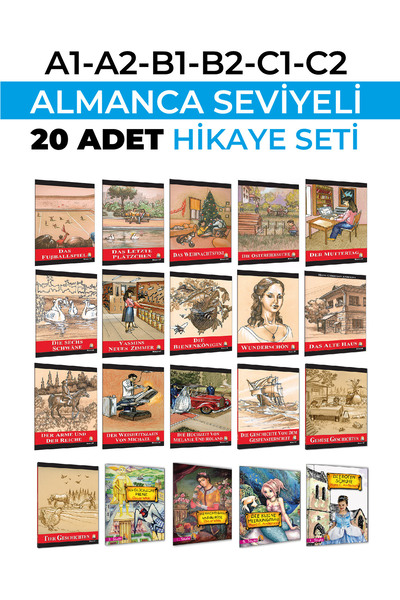 Kapadokya Yayınları مجموعة كتب القصص الألمانية - 20 ليبر A1-A2-B1-B2-C1-C2 إج...