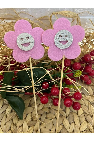 Deniz Party Store PEMPE Long Toothpick Felt Daisy - 19 Cm 10 Pieces