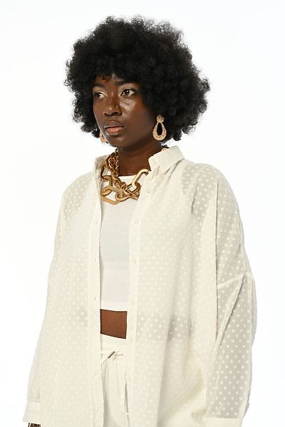Orfeo Negro Cămașă de damă din șifon oversize cu model - Design subțire