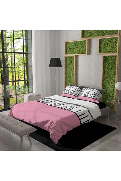 yok yok evim eve dair her şey Pink Double Piano - Pique and Pillow Case Set