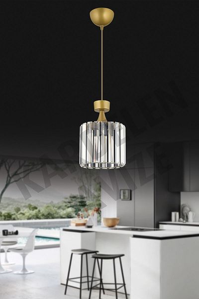 SONSUZ AYDINLATMA&AVİZE Luxury Chandelier - Antique Single, Pendant Lamp Crystal Stone Downward Facing