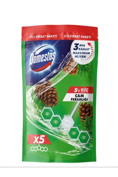 Domestos Wc Blok 5'li Güç Çam Ferahlığı 5x50G
