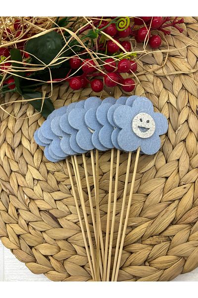 Deniz Party Store 19 Cm Blue Kece Daisy - 10 Long Toothpicks