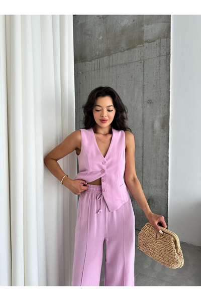 Laluvia 100% pamut lenpor Lavin mellény és nadrág szett