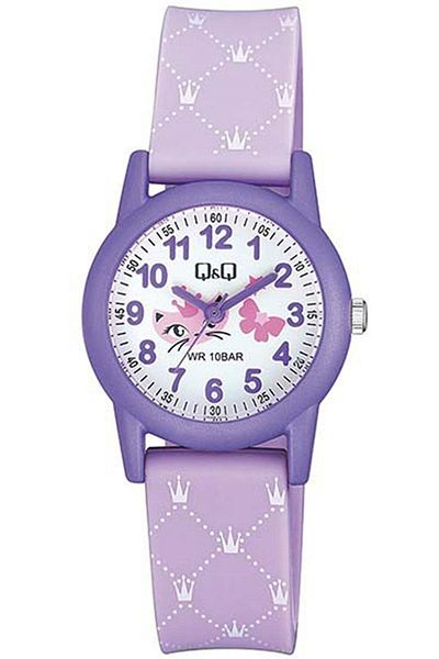 Q&Q Cat Patterned Floral Waterproof Children's Wristwatch