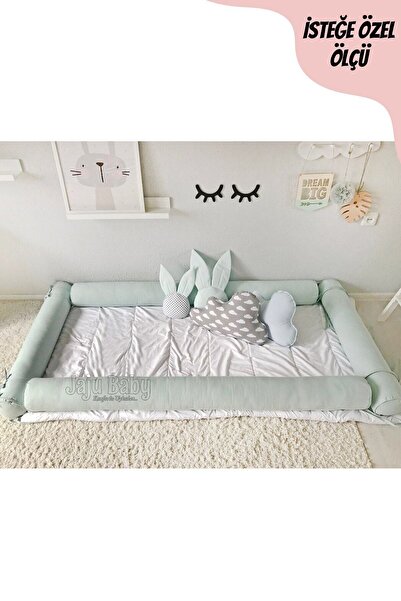 Jaju Baby Su Yeşili Montessori Yatak Bariyer 80x130 Beşik Kenar Koruma Özel Ölçü
