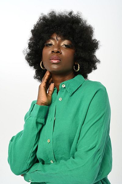 Orfeo Negro Women's Oversize Cut Colorful Linen Shirt