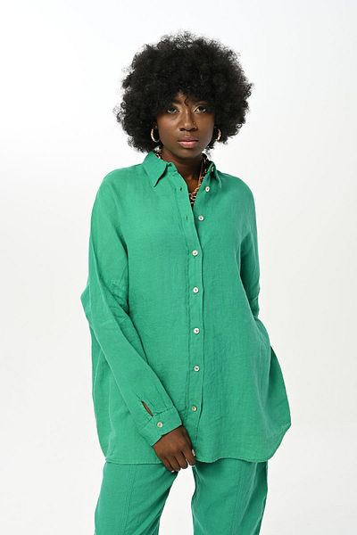Orfeo Negro Women's Oversize Cut Colorful Linen Shirt