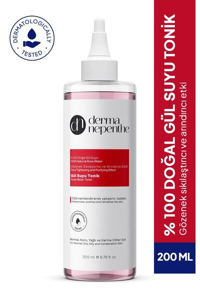 Derma Nepenthe %100 Doğal Gül Suyu Tonik 200 ml - Gözenek Sıkılaştırıcı, Neml...