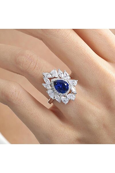 Effective Diamond İstanbul İhtişamı Sentetik Safir Taşlı Gümüş Yüzük