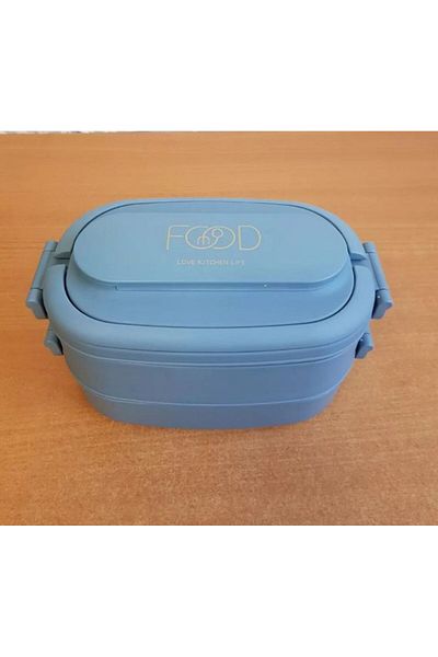 CTC Stylish Blue Double Layer Lunch Box - For Children and Adults