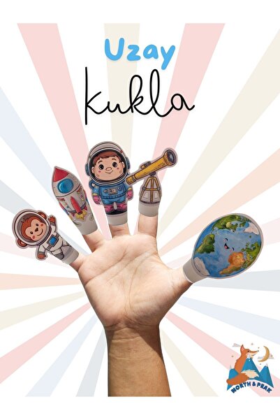 North And Peak Kağıt Parmak Kukla Seti 10 Adet Uzay Yolculuğu