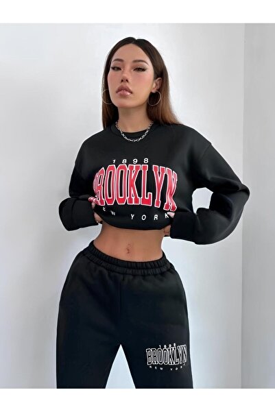 AFROGİYİM Σετ γυναικεία φούτερ και φούτερ με στάμπα Brooklyn 1898
