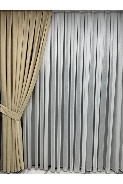 Erdoğanlar Koza Ada Fonluk Light Yellow/Beige Single Wing 1/3 Tight Pleat