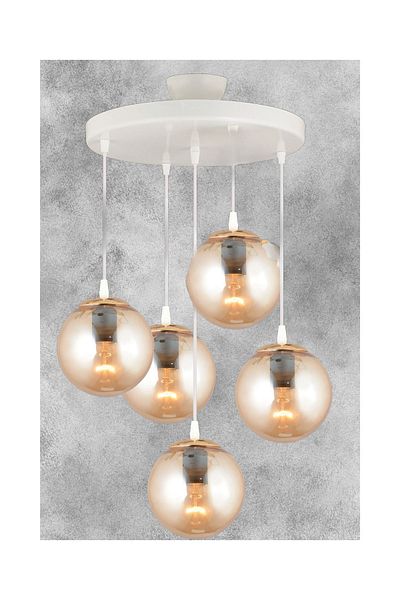 SONSUZ AYDINLATMA&AVİZE White 5-Piece Endless Pendant Tray - Glass Flat Downward Facing Luxury Chandelier