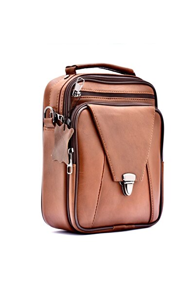 CüzCan Genuine Leather Men's Hand and Shoulder Bag - Antique Tan