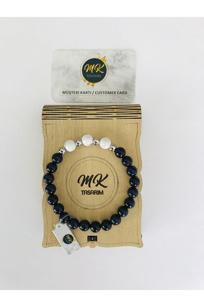 MK tasarım Mk Design - Real Star Stone Bracelet and Howlite Stone Mkt39001