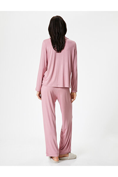 Koton Buttoned Pajama Set Long Sleeve Pocket Straight Leg