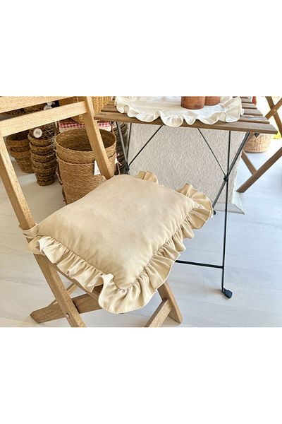 Decamor home Καρέκλα μαξιλαριού με βολάν σε χρώμα βανίλια - Αδιάβροχο