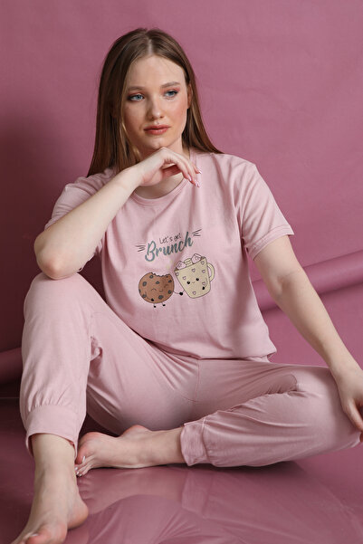 FAMES PİJAMA Κοντομάνικο καλοκαιρινό γυναικείο σετ πιτζάμες Brunch