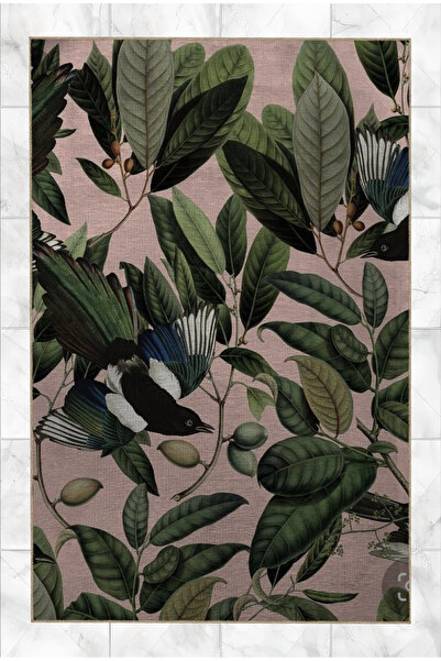 Rugs Modern Halı Pembe Temalı Zeytin Dalı ve Kuş Desenli Modern Dekoratif Hal...