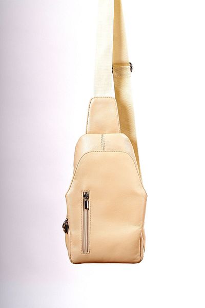 CüzCan Unisex Cream Γνήσιο Δερμάτινο Σταυρό Badybag - Τσάντα ώμου και στήθους με έξοδο USB