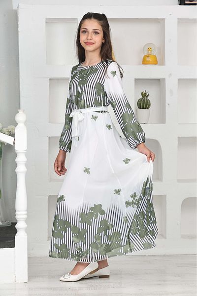 Asortix Rochie Hijab Lungă din șifon căptușită din bumbac pentru fetiță