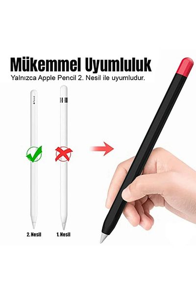 34center Pencil 2. Generation Compatible Silicone Protection Case (2 Silicone Heads) (Not Product Pen)