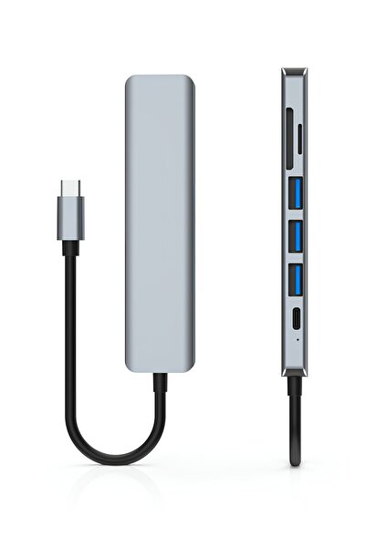 Abbruch Macbook Pro Air Uyumlu 7in1 Type-c 7 Port Çevirici Hub Hdmi Sd Kart Usb 3.0 PD Type-c Dönüştürücü