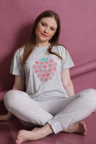 FAMES PİJAMA Letní sada dámského pyžama s jahodovým vzorem