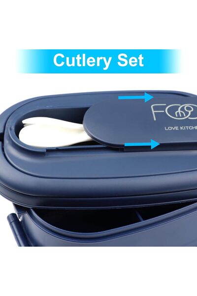 CTC Stylish Navy Blue Double Layer Lunch Box - Children and Adults