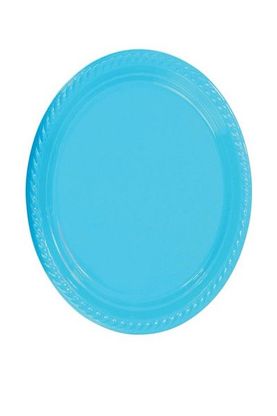 Roll-Up Roll Up Turquoise Color Plastic Special Day Party Plates 25 Pieces 2 Packs 50 Pieces