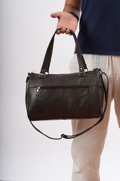 CüzCan Унісекс коричнева модель циліндра з натуральної шкіри, сумка на руку та через плече