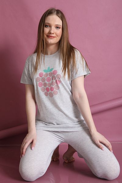 FAMES PİJAMA Σετ καλοκαιρινές γυναικείες πιτζάμες με σχέδιο φράουλα