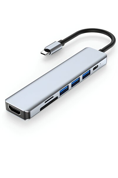 Abbruch Macbook Pro Air Uyumlu 7in1 Type-c 7 Port Çevirici Hub Hdmi Sd Kart Usb 3.0 PD Type-c Dönüştürücü