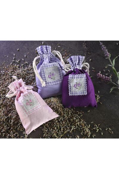 Luvilavant Hediyelik El Yapımı Mor Lila Renkli Lavanta Kesesi %100 Doğal 3 Adet
